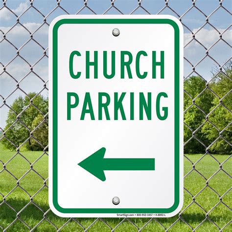 Church Parking Sign with Left Arrow