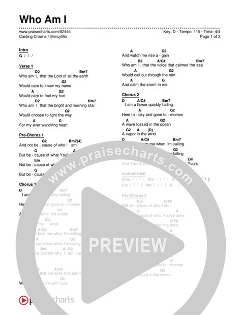 Who Am I Chords PDF (Casting Crowns / MercyMe) - PraiseCharts