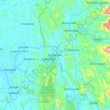 Avissawella topographic map, elevation, terrain