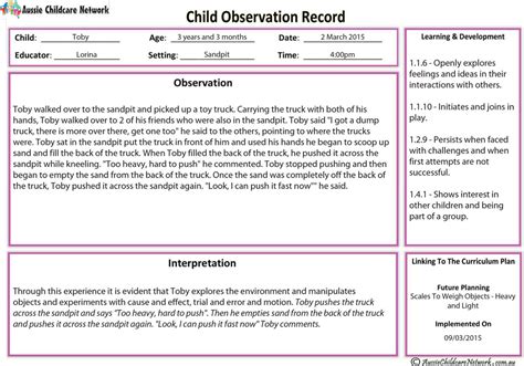 Anecdotal Record - Aussie Childcare Network