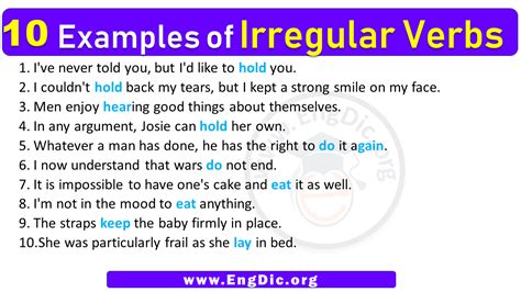 10 Examples of Irregular Verbs in Sentences - EngDic