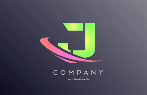 green pink J alphabet letter logo icon with swoosh. Creative template design for business and ...