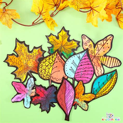 Paper Leaf Autumn Doodle Art - Arty Crafty Kids