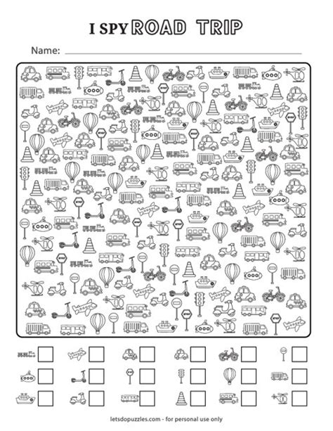 Free Printable I Spy Road Trip