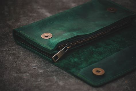 Green Leather Wallet, Personalized Leather Wallet, Leather Wallet ...