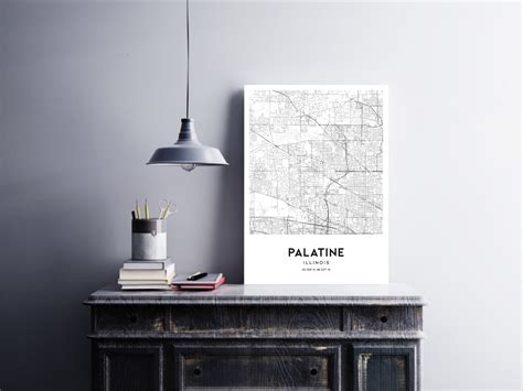 Palatine Map Print Palatine Map Poster Wall Art Il City Map - Etsy