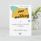 Mid century modern space age qr code wedding invitation | Zazzle