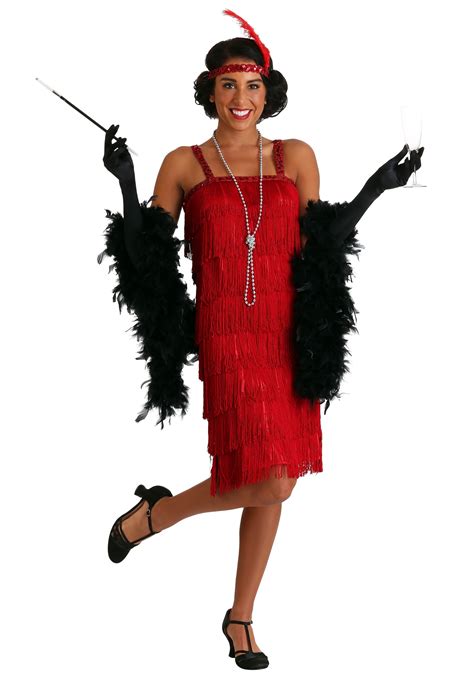 Miss Millie Red Fringe Flapper Costume