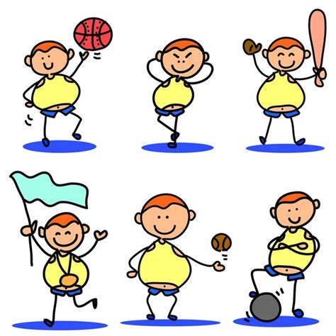 Cartoon stick children active sports Stock Vector Image by ©glossygirl21 #10567574