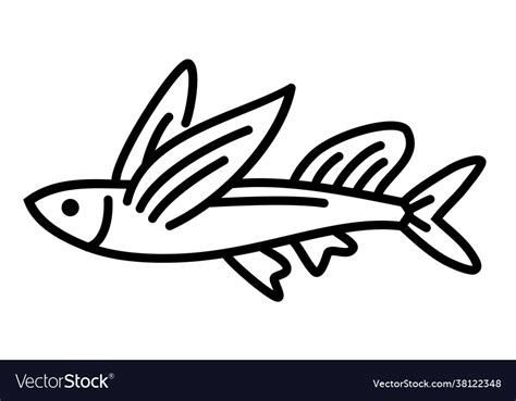 Exocoetidae flying fish icon fish icon glyph Vector Image