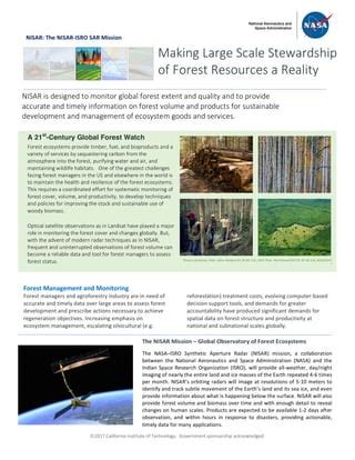 NISAR NASA-ISRO Synthetic Aperture Radar (NISAR) Forest Resources | PDF