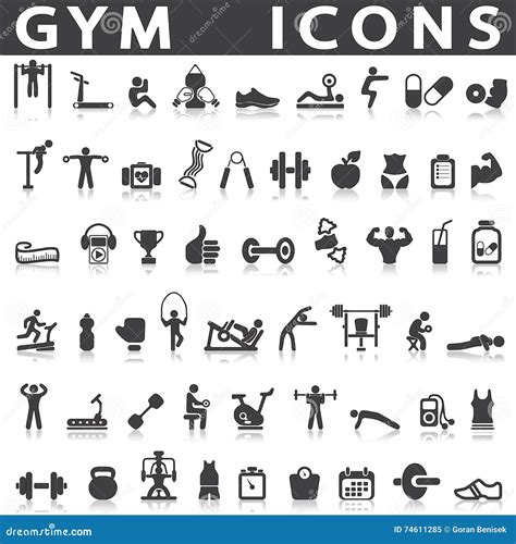 Gym icons stock vector. Illustration of icon, heavy, building - 74611285