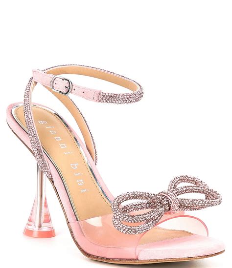 Gianni Bini Haydn Clear Rhinestone Bow Ankle Strap Dress Heels | Dillard's