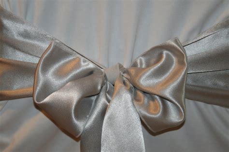 Silver Satin Chair Sash Bow