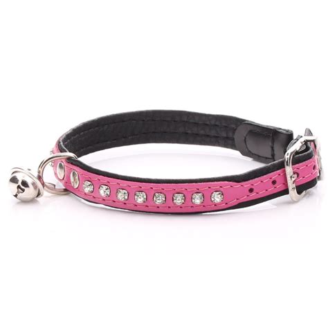 Crystalised Pink Leather Cat Collar with shining crystals