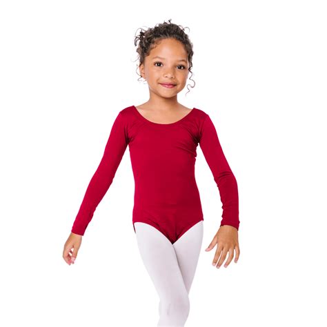 inlzdz Kids Boys Girls Full Length Unitard Solid Color Bodysuit Long Sleeves Ballet Dance ...