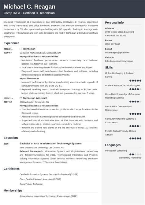 It Technician Resume Template