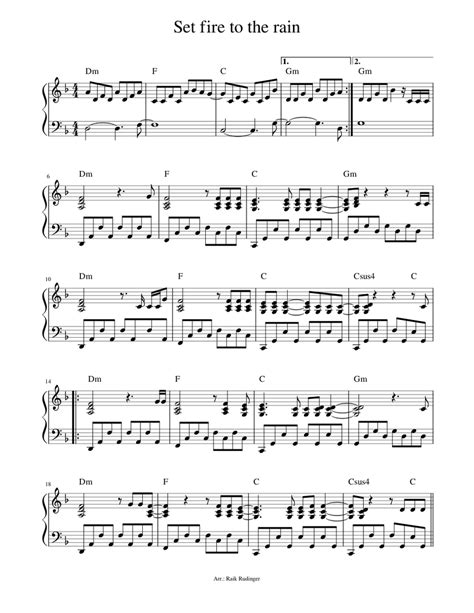 Set fire to the rain Sheet music for Piano (Solo) | Musescore.com