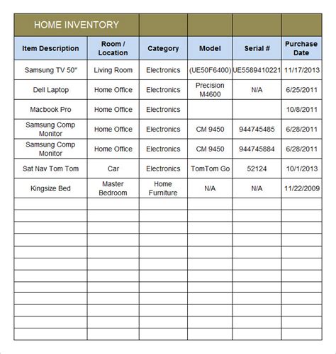 11+ Home Inventory Templates | Word, Excel & PDF Templates