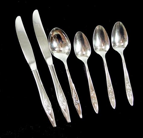 6 Pieces Oneida Lasting Rose Stainless Knives Teaspoon Soup Spoon ...