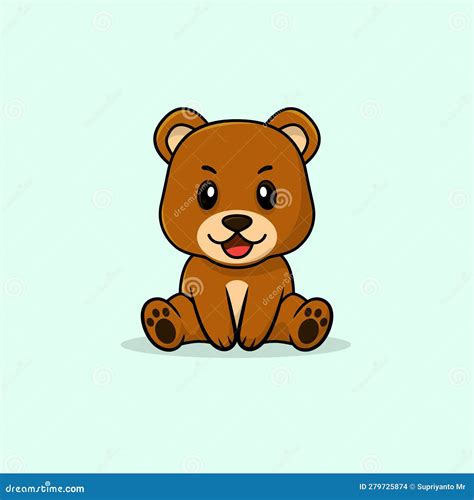 Vector Cute Baby Bear Cartoon Sitting Icon Illustration Stock Vector ...