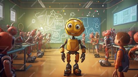 Premium AI Image | A robot is a teacher at a school for children ...