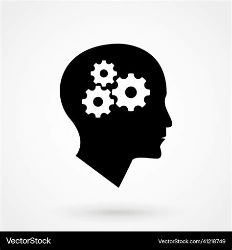 Silhouette of human head with gears thinking Vector Image