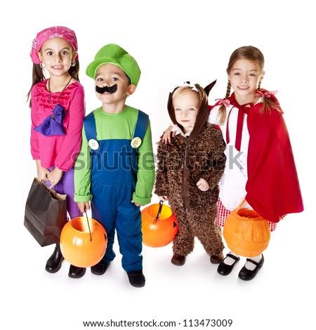 Halloween Trick-Or-Treaters In Their Costumes Stock Photo 113473009 : Shutterstock