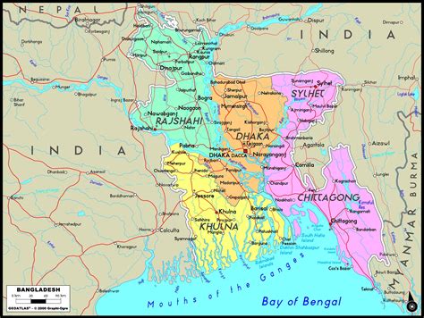 Bangladesh Political Wall Map | Maps.com.com