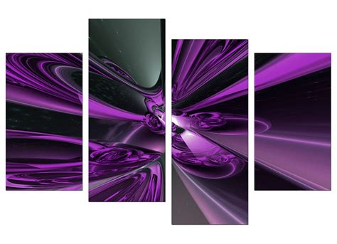 Large Purple Canvas Prints of Modern Art - Set of 4