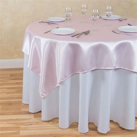 10Pcs 60" x 60" Light Pink Square Table Overlay For Round Wedding/Party/Dinning Table Decoration ...