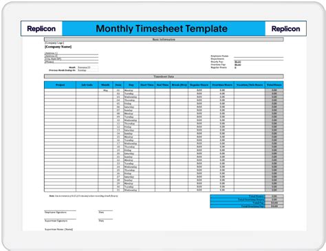 Download Free Monthly Timesheet Template Replicon, 47% OFF