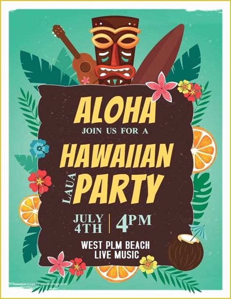 Free Hawaiian Luau Flyer Template Of Luau Party Invitations Template | Heritagechristiancollege