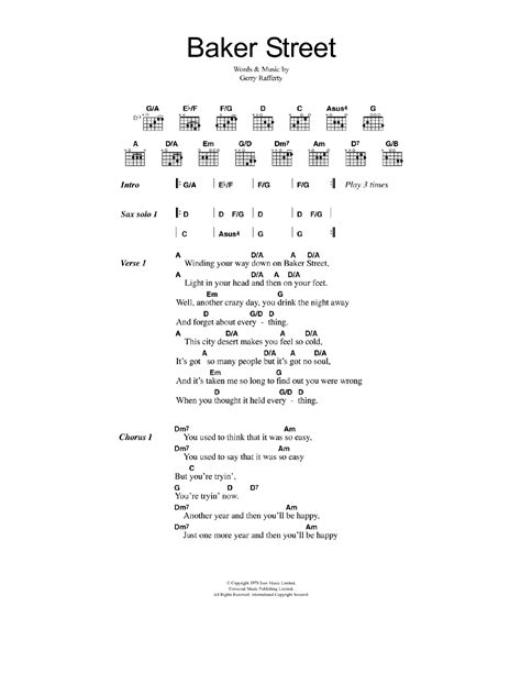 Baker Street by Gerry Rafferty Guitar Chords/Lyrics Digital Sheet Music in 2020 | Guitar chords ...