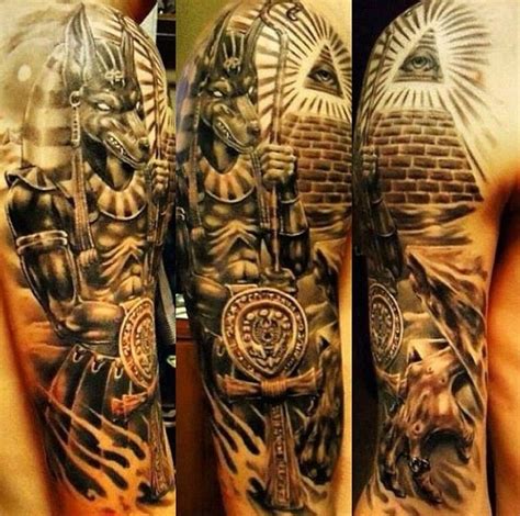 half sleeve tattoo of Egypt themed attributes - Tattooimages.biz ...