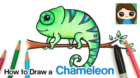 Rainbow Chameleon Easy Drawing For Kids With Colour - canvas-ily