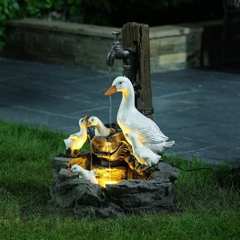 Willapa Hand Crafted Weather Resistant Floor Fountain with Light ...