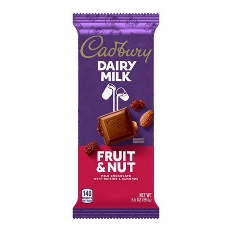 Cadbury Dairy Milk Fruit & Nut Chocolate Candy Bar - 3.5oz : Target