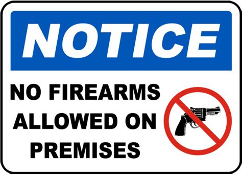 No Firearms Allowed on Premises Sign - Save 10% Instantly