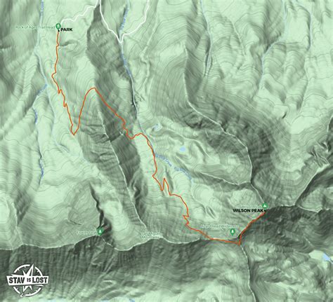 Hiking Map for Wilson Peak via Rock of Ages Trail