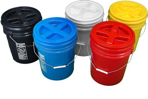 Amazon.com: Bucket Kit, Five Colored 5 Gallon Buckets with Matching Gamma Seal Lids (one each ...