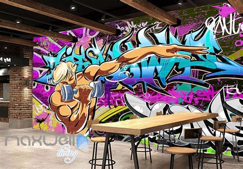 3D Graffiti Letters Gym Wall Murals Wallpaper Wall Art Decals Decor IDCWP-TY-000142 - Size ...