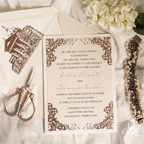 Justine + Alex's Luxurious Rose Gold Foil Wedding Invitation Suite | April Lynn Designs | Luxury ...