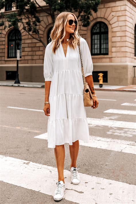 My Favorite Summer Outfit: Breezy White Midi Dress & Golden Goose Sneakers - Fashion Jackson