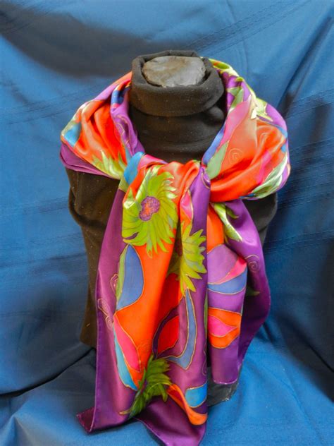 Great colours! Hand painted silk scarf. | Hand painted silk, Hand ...