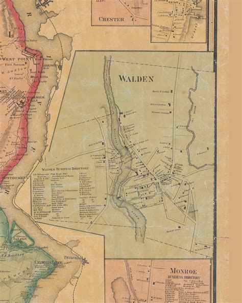 Walden, New York 1859 Old Town Map Custom Print with Homeowner Names - Orange Co. - OLD MAPS