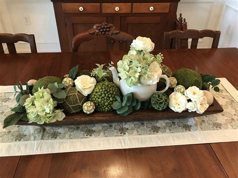 Dough Bowl Summer Decoration for Dining Room Table - used hydrangea and ...