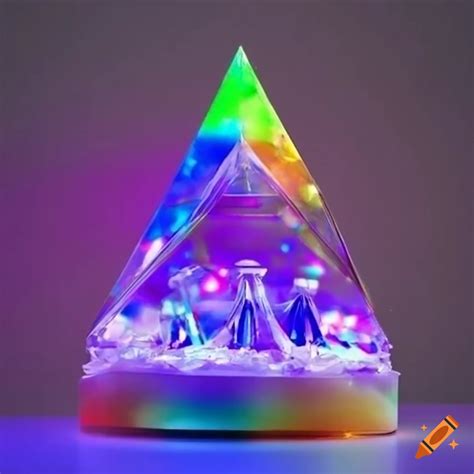 Rainbow-colored led crystal pyramid