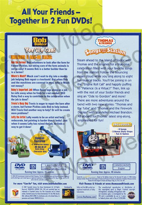 Bob The Builder - Yes We Can / Thomas & Friends Songs from the Station (Kids Double Play) on DVD ...