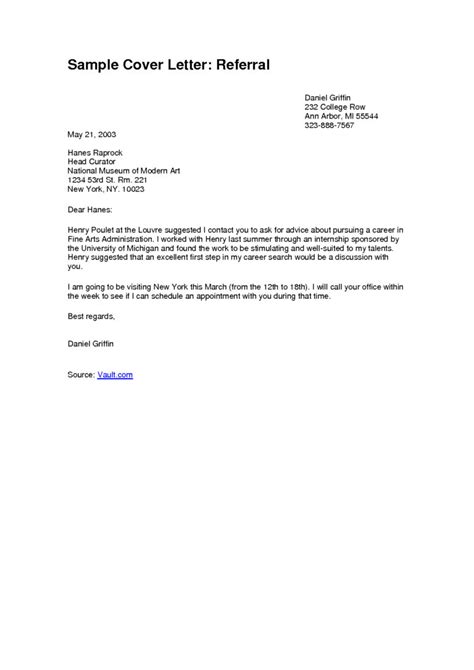 Job Referral Letter Template